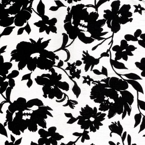 Tissu Viscose Ottoman Fleurs sur fond Blanc