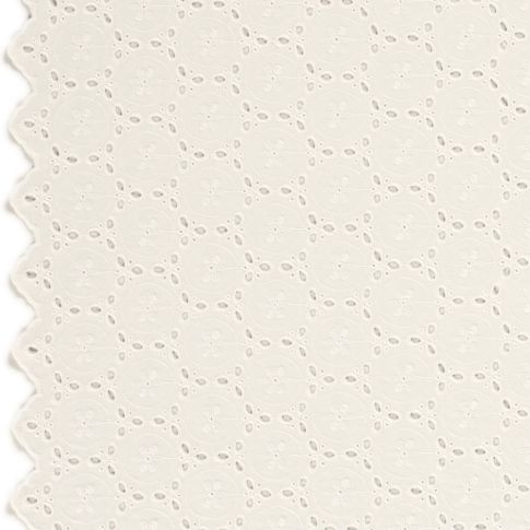 Tissu Coton brodé ajouré uni Ecru