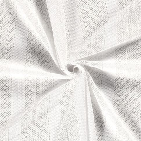Tissu Dentelle Coton ajouré Rayures Blanc