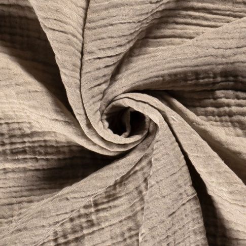 Tissu Double Gaze envers en mousseline recyclé  Beige