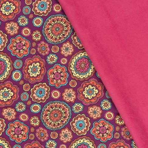 Tissu Softshell Digital Mandala sur fond Violet