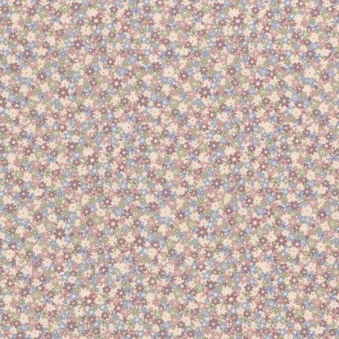 Tissu Jersey Coton Fleurs Louna rose sur fond Ecru