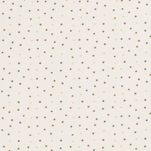 Tissu Jersey Coton Petits pois vert et ocre sur fond Ecru