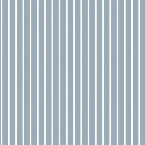 Tissu Popeline de Coton Rayures blanches sur fond Bleu denim
