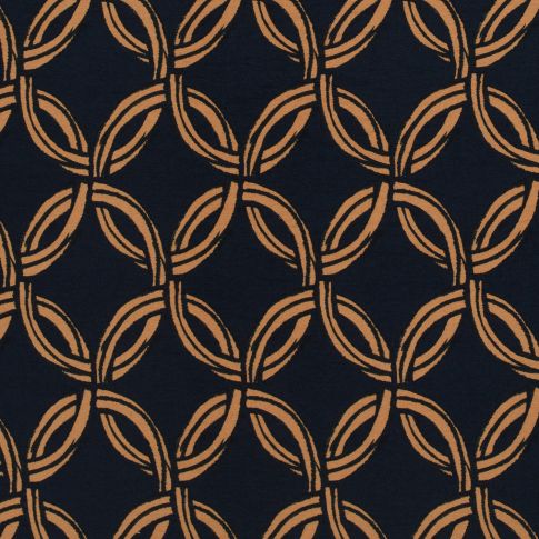 Tissu Crêpe de Viscose Circles sur fond Bleu marine