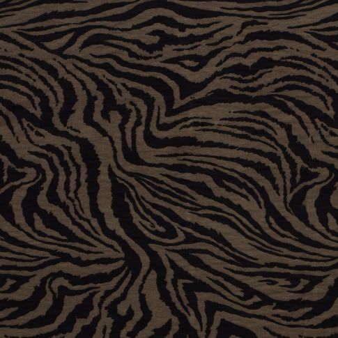 Tissu Viscose Twill nylon Zébré taupe sur fond Noir