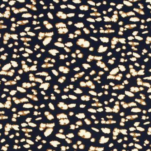 Tissu Popeline de Viscose Pois destructurés sur fond Bleu marine