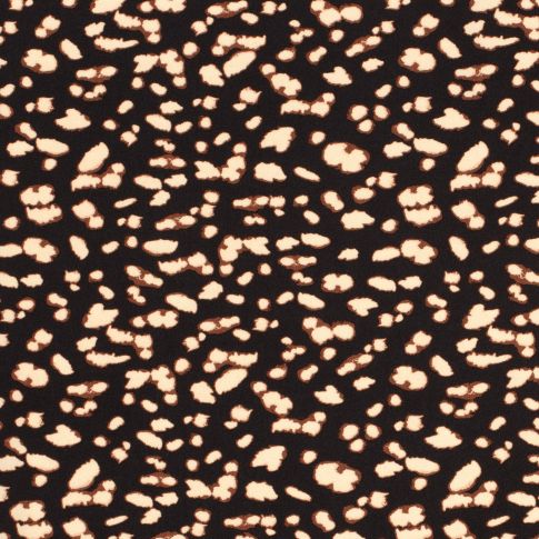 Tissu Popeline de Viscose Pois destructurés sur fond Noir