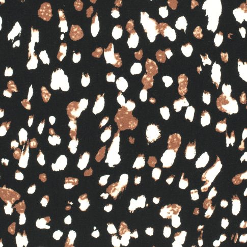 Tissu Viscose Twill Pois destructurés sur fond Noir