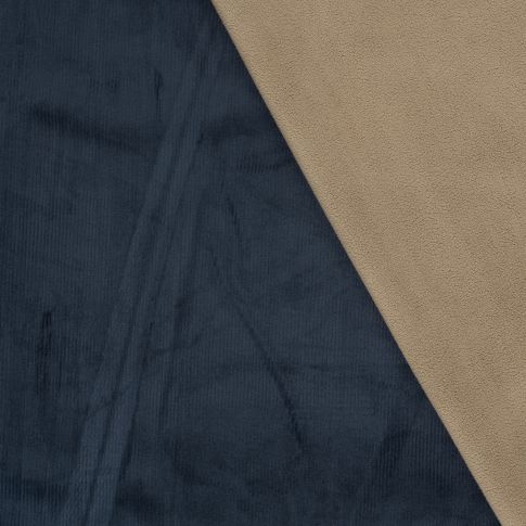 Tissu Velours côtelé envers Polaire Bleu marine