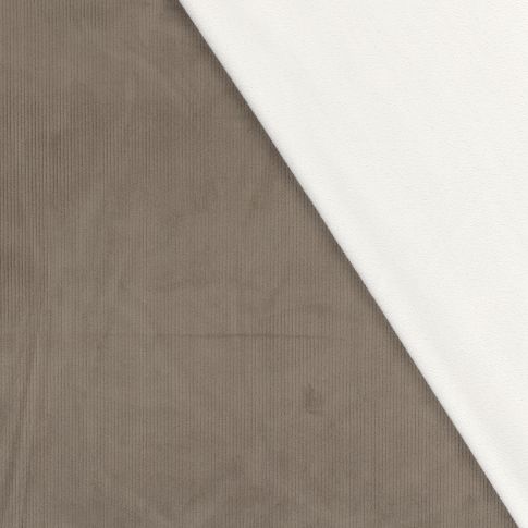 Tissu Velours côtelé envers Polaire Taupe
