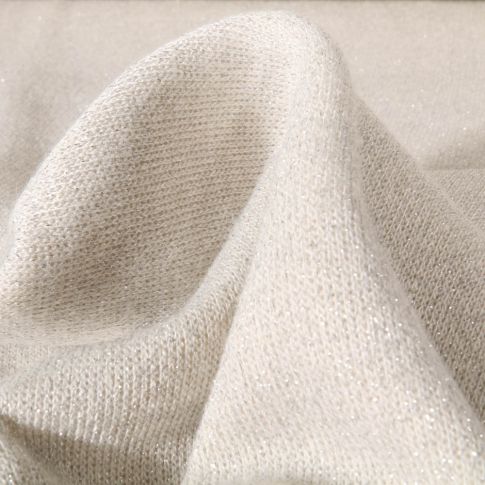 Tissu Maille Jersey Lurex uni Ecru