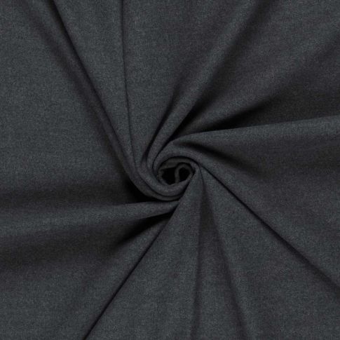 Tissu Drap de manteau  Cœur de Laine uni Gris foncé