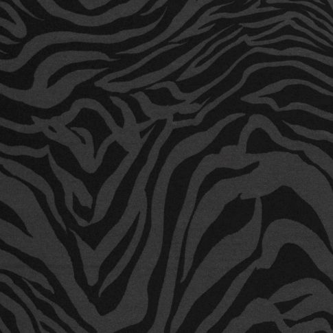 Tissu Jersey Viscose imprimé Zébré gris sur fond Noir