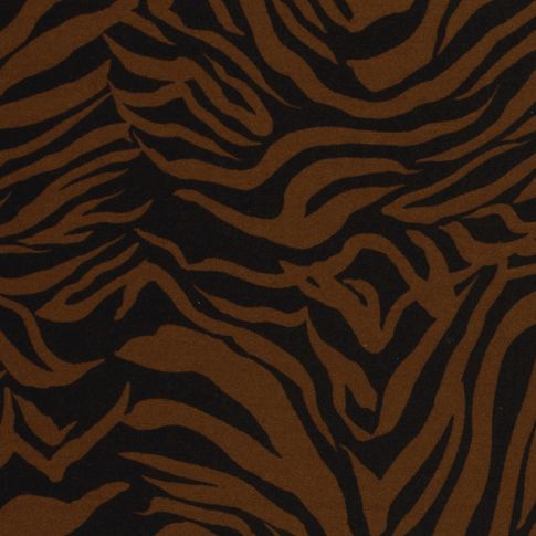 Tissu Jersey Viscose imprimé Zébré terracotta sur fond Noir