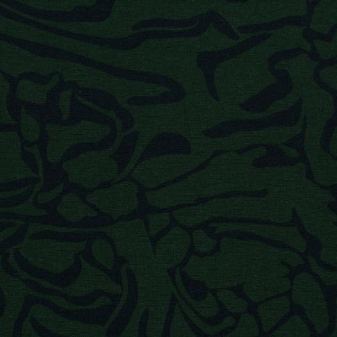 Tissu Jersey Polyviscose Motifs destructurés sur fond Vert foncé