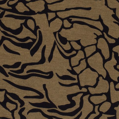 Tissu Jersey Polyviscose Motifs destructurés sur fond Beige