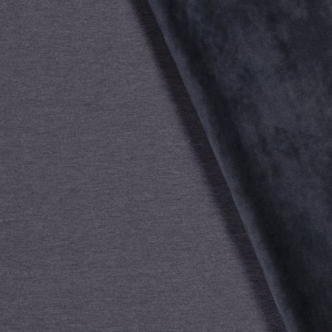 Tissu Jersey Polyviscose envers velours tout doux Bleu marine