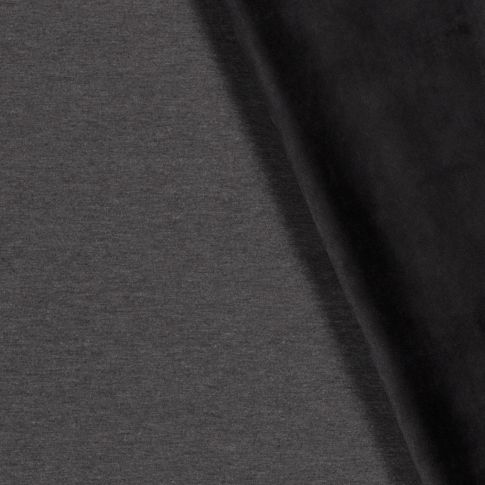 Tissu Jersey Polyviscose envers velours tout doux Noir