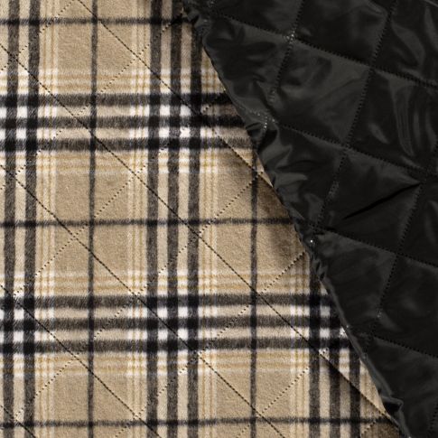 Tissu Matelassé Caban Tartan Ecossais réversible Beige