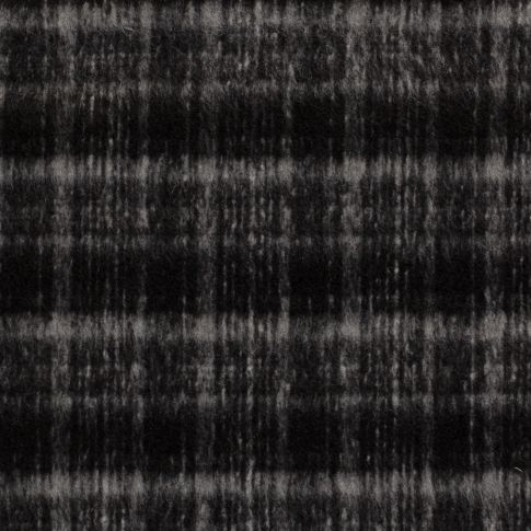 Tissu Jacquard Laine mélangé Carreaux sur fond Noir