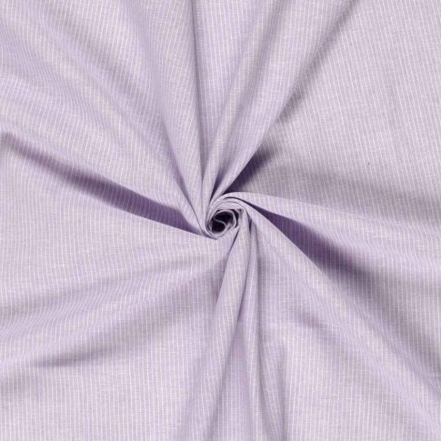 Tissu Chambray Lin coton Small stripes sur fond Lilas