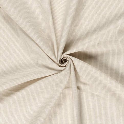 Tissu Chambray Lin coton Small stripes sur fond Beige