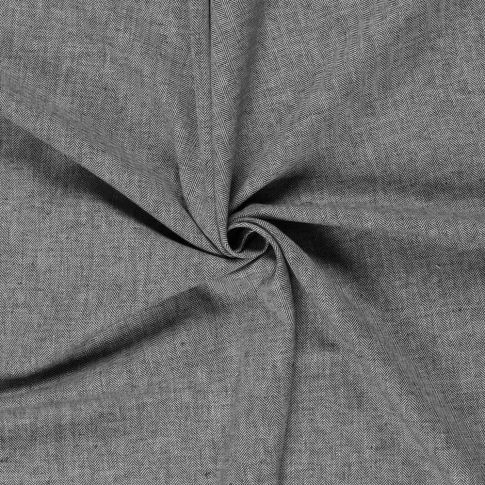 Tissu Chambray Lin Coton Chevrons Gris anthracite