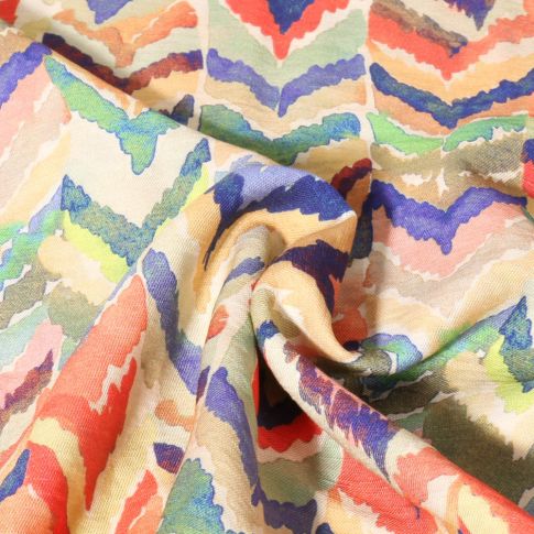 Tissu Lin Viscose Slub floral sur fond Beige