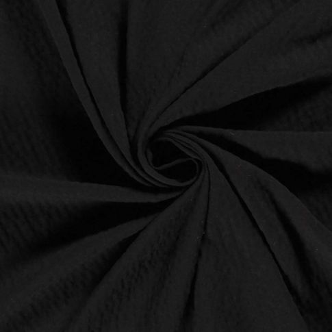 Tissu Viscose Bubble légèrement extensible uni Noir