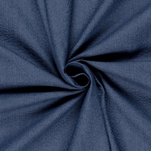 Tissu Jean Denim Seersucker uni Bleu denim