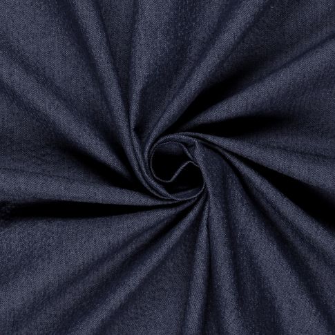 Tissu Jean Denim Seersucker uni Bleu marine