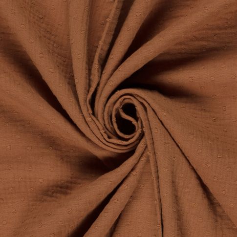 Tissu Double gaze Plumetis uni Brique