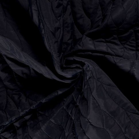 Tissu Matelassé réversible Lignes abstraites sur fond Bleu marine