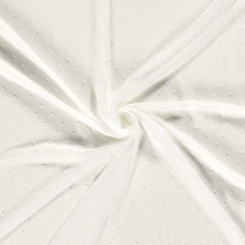 Tissu Mousseline Plumetis Rema sur fond Blanc