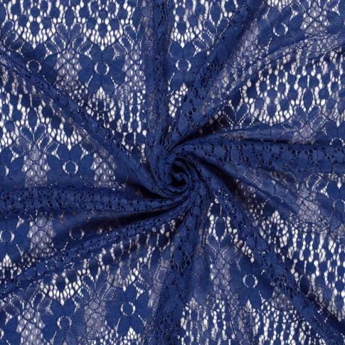 Tissu Dentelle Coton mélangé uni Bleu roi