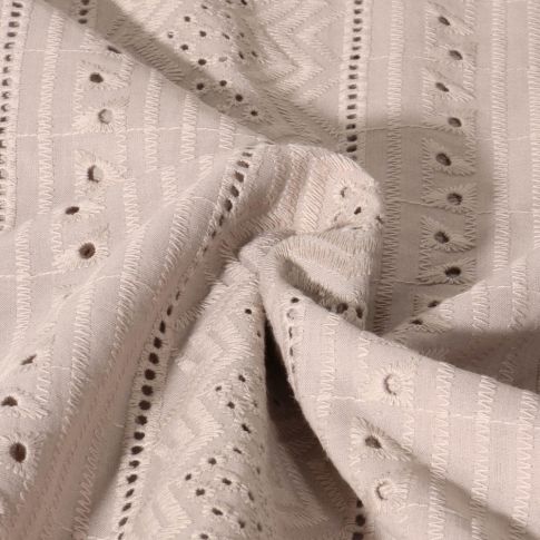 Voile de coton Delhi brodé Divers sur fond Beige