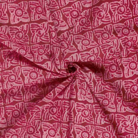 Tissu voile de coton imprimé Genova Divers sur fond Rose fuchsia