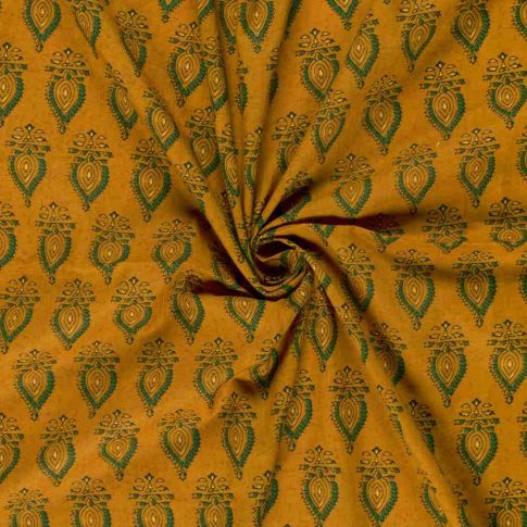 Voile de coton Batik Ethéré Divers sur fond Ocre