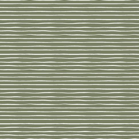 Tissu Jersey Coton Rayé blanc sur fond Vert kaki