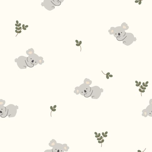 Tissu Jersey Coton LittleBird Koalas gris sur fond Ecru