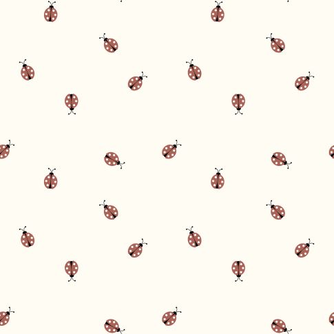 Tissu Jersey Coton LittleBird Coccinelles rouges sur fond Ecru