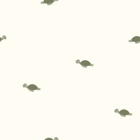 Tissu Jersey Coton LittleBird Tortues vertes sur fond Ecru