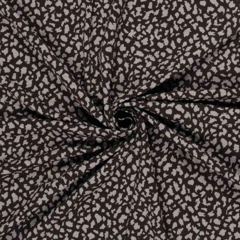 Tissu Crêpe de Viscose Séléné moucheté Gris ardoise sur fond Noir