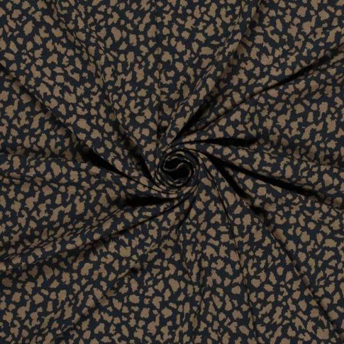 Tissu Crêpe de Viscose Séléné moucheté Camel sur fond Noir