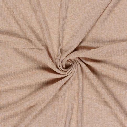 Tissu Maille côtelé Céliane uni  pailleté  Rose