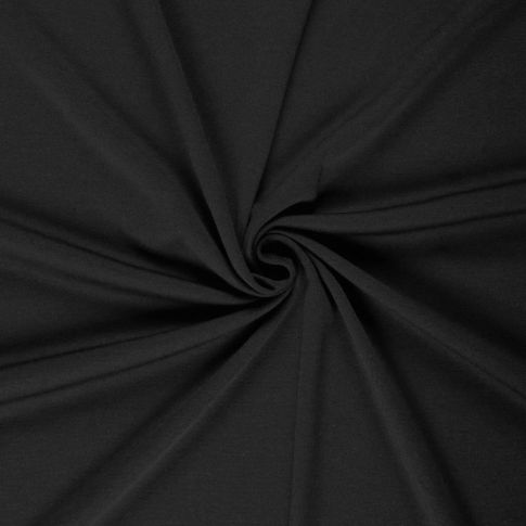 Tissu Jersey maille lourde Stefi gratté uni Noir