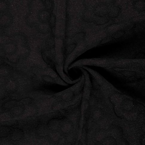 Tissu Jacquard maille lourde Chloé Fleuris sur fond Gris anthracite