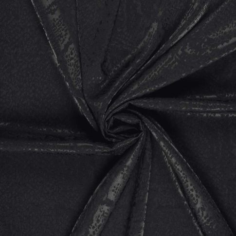 Tissu Jacquard satiné aspect  serpent sur fond Noir