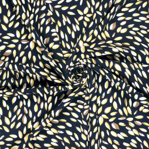 Tissu jersey Milano maille lourde Ponte di Roma Fleuris sur fond Bleu marine
